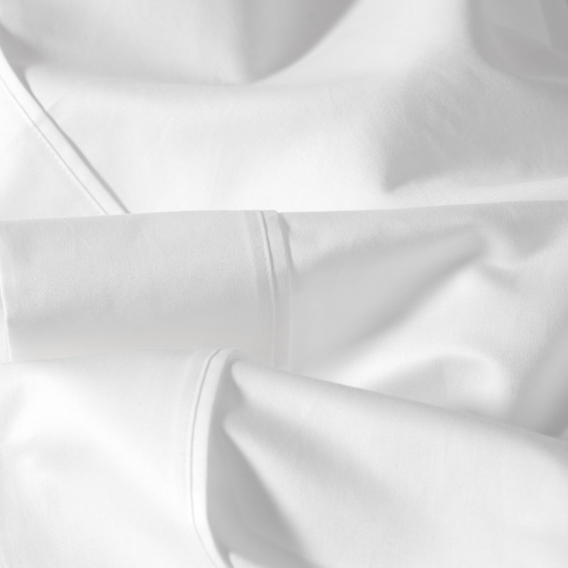 Ensemble de draps en coton uni 700 fils Pavo, Ensemble de draps pour très grand lit avec 2 taie, Blanc, Fits up to 15"