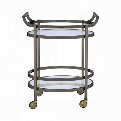 Lacole Octagonal Bar Cart in Champagne and Mirrored by Everly Quinn