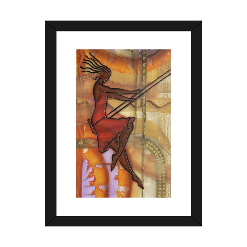 «Carefree» par Fred Odle - impression, Blanc, H 24 po x l 16 po x P 1 po, Papier encadré noir