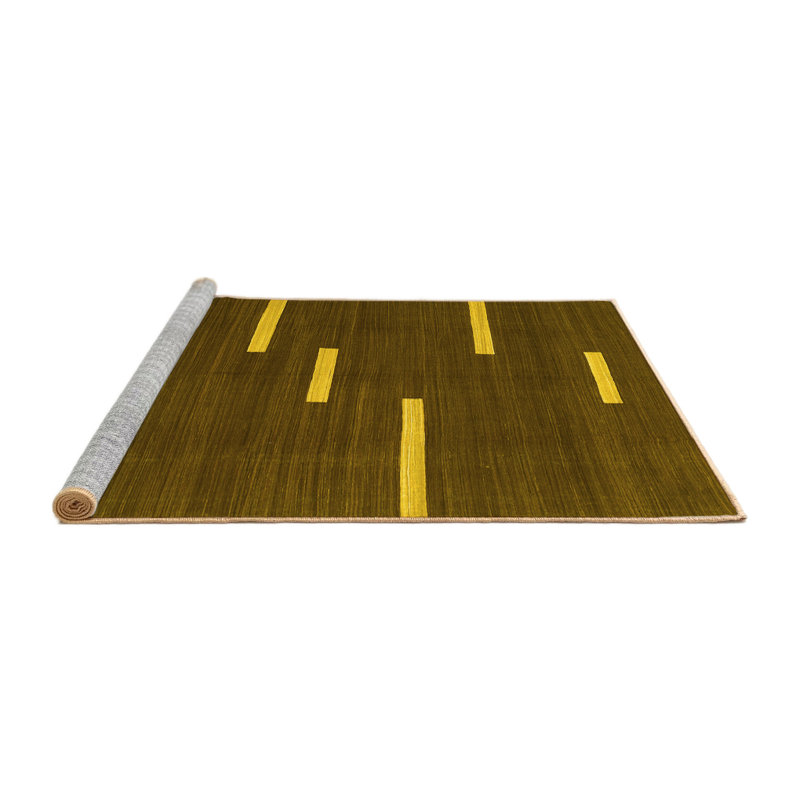 Tapis contemporains jaunes lavables à la machine 767, Carré 5 pi