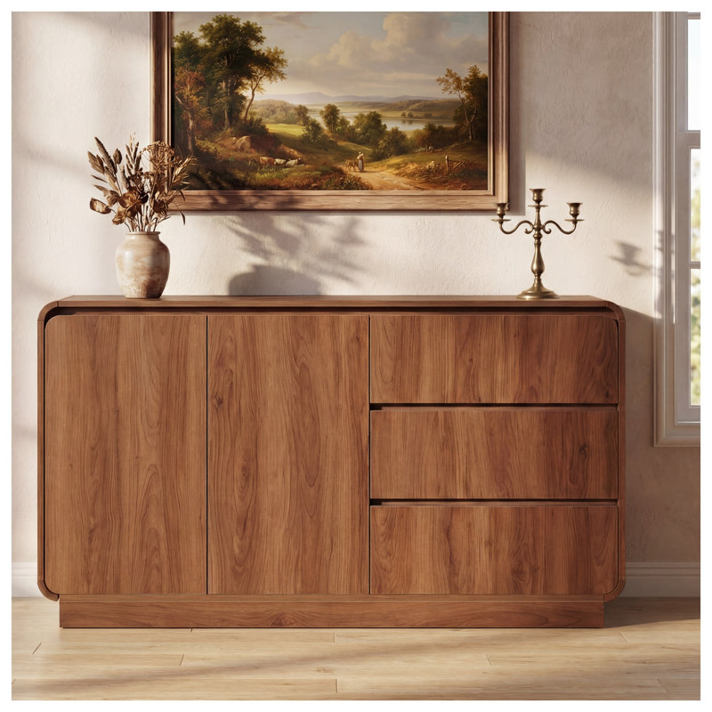 Buffet avec 2 portes et 3 tiroirs Easton, Noyer