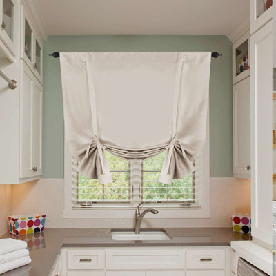 Curtain Thermal Insulated Tie Up Window Shade Light Blocking Curtains for Bathroom, Rod Pocket Single Panel