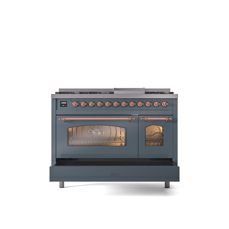 ILVE Nostalgie II 48 Dual Fuel Range , Blue/Gray/Copper, Liquid Propane