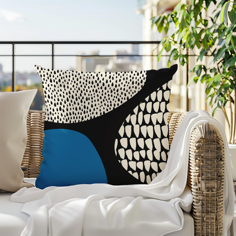 Coussin carré intérieur / extérieur pia, 19"H x 19"W, Turquoise / noir / blanc cassé