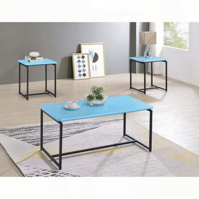 Ensemble de table basse et table de bout en fibre de carbone 3 pièces