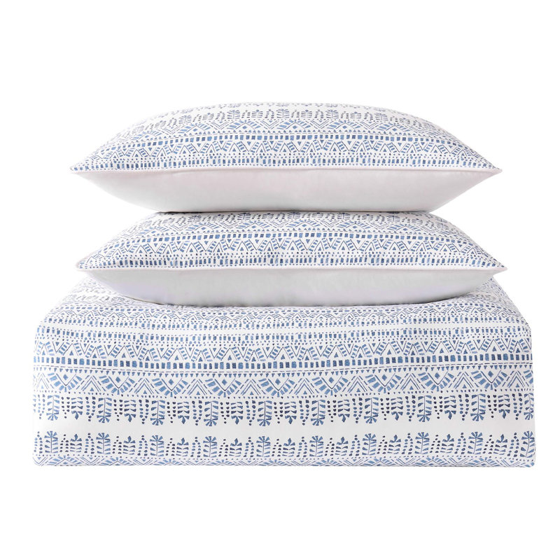 King Blue Cotton Nautical Bedspread Set with Polyfill