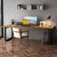 78.74" Brown+Black Rectangular Solid Wood+Steel desk-2105187987