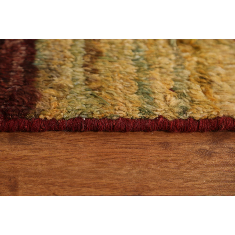One-of-a-Kind 6'11" x 10' New Age Rectangle Wool Area Rug in Beige and Orange