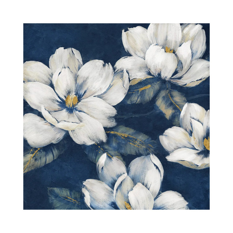 Giclée sur toile tendue Magnolias Indigo, H 12 po x l 12 po