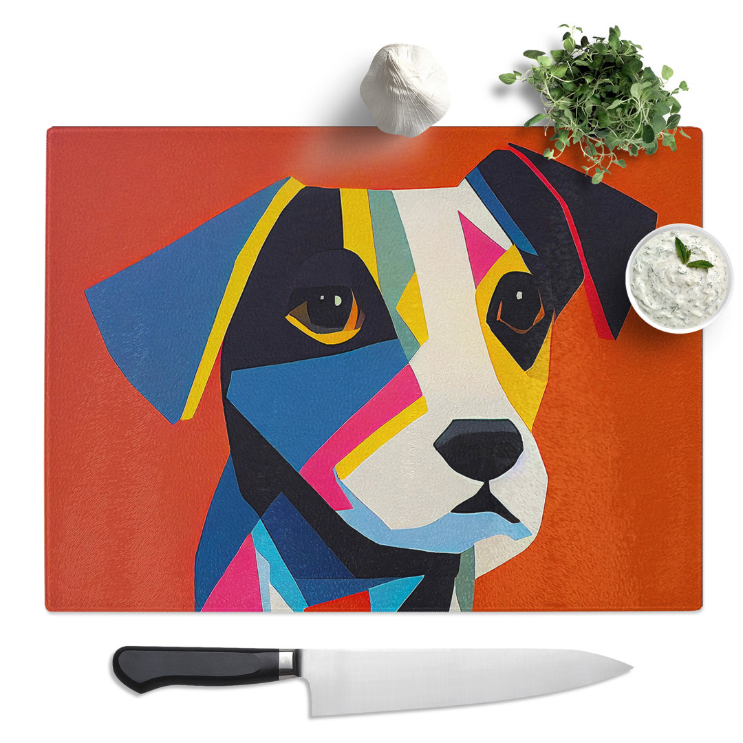 Jack Russell Terrier Geometric Vol.1  Glass Chopping Board