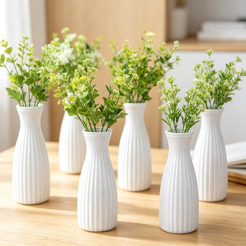 Paquet de 10 petits vases à fleurs en plastique avec cordes de ficelle pour centres de mariage, décoration de table et décoration intérieure - mini vases de 6,7 pouces pour bricolage