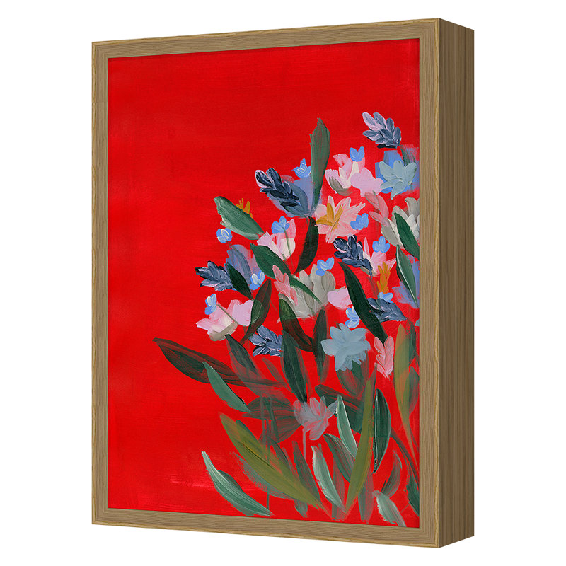 Meadow 5 Print by Jo Stearns, 24" H x 17" W x 2.38" D, Oak