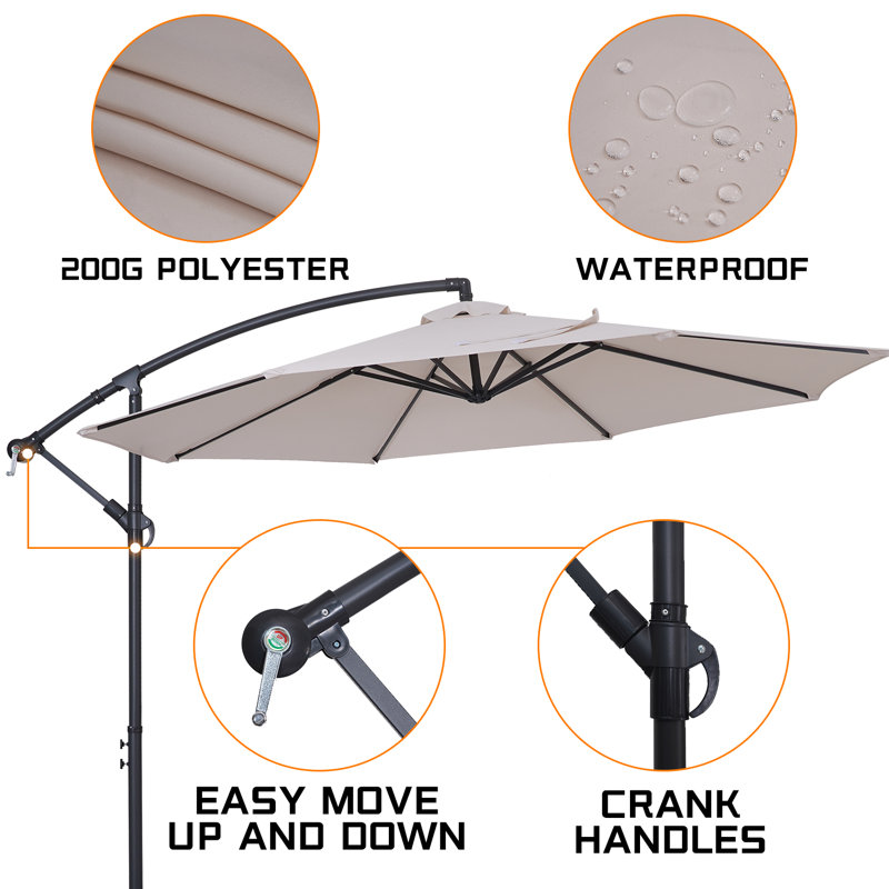 Parasol en porte-à-faux 10 pi Erbe, Beige