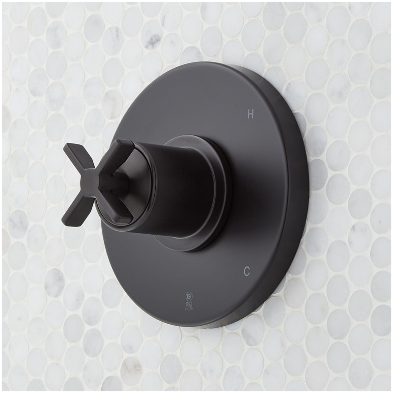 Vassor Pressure Balance Shower System with Slide Bar and Hand Shower - Brushed Gold, Matte Black