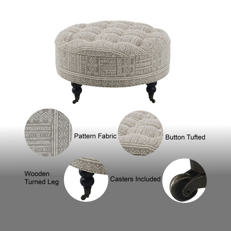 Patterned fabric bench with casters