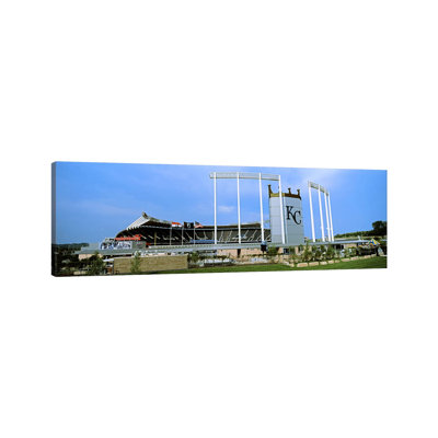 Baseball Stadium in a City, Kauffman Stadium, Kansas City, Missouri, USA 1 Piece Wrapped Canvas Panoramic Wall Art