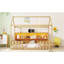 Lit simple avec lumière DEL, lit maison en bois avec bibliothèque de rangement, lit maison au sol-1748932242