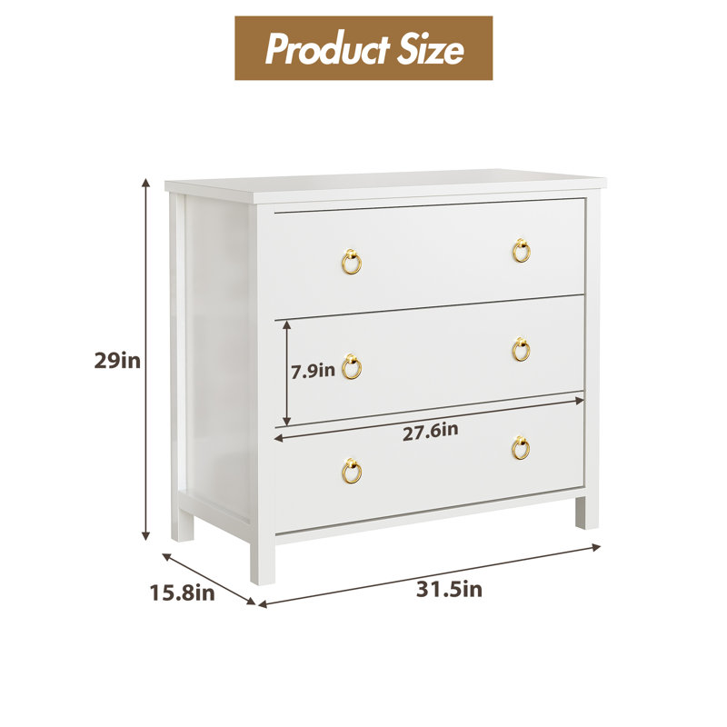 80 cm W Chest of 3 Drawers