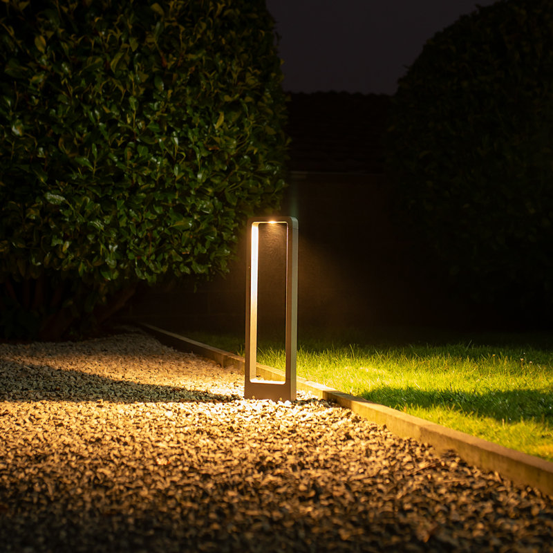Colbourn Anthracite Integrated LED Metal Bollard Light, 65cm H x 16cm W x 5.4cm D