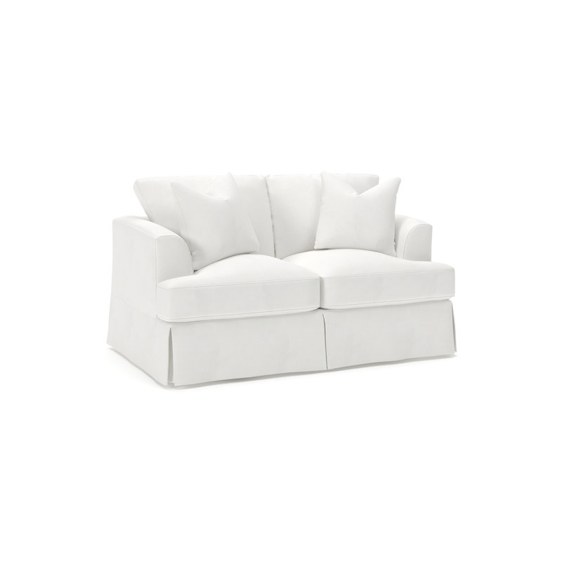 Lucia 65.5" Recessed Arm Slipcovered Loveseat, Classic Bleach White Twill