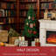 Arbres de Noël, demi-arbres de Noël artificiels avec ouverture automatique, base en acier, pour décor intérieur de Noël-1557134106