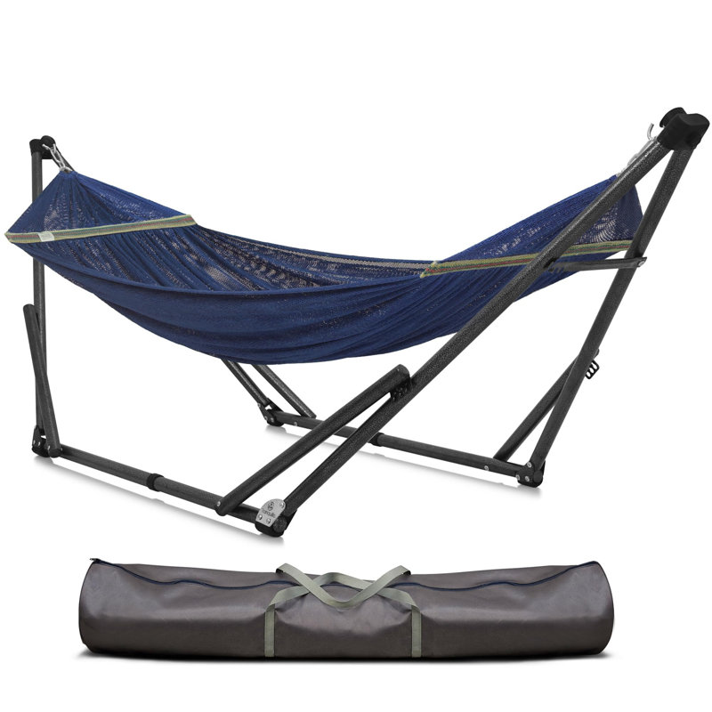  Hamac réglable Uniki avec support pliable, hamac de camping, support de hamac double d'une capacité de 550 lb, support pliable robuste et silencieux, sac de transport pour la vie active inclus, Égée