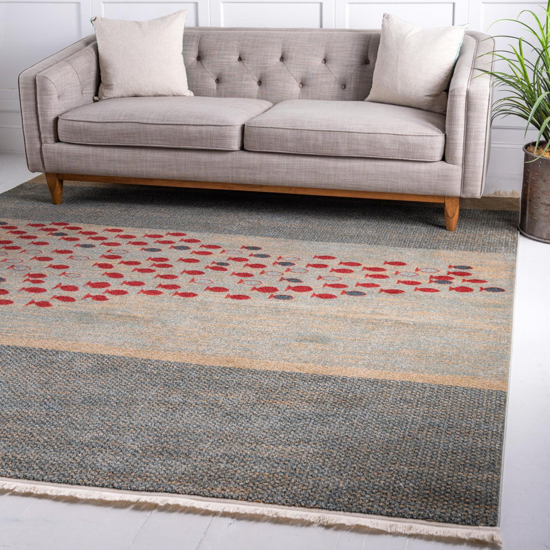 Abrigail Blue/Red/Beige Rug, Square 6'1"