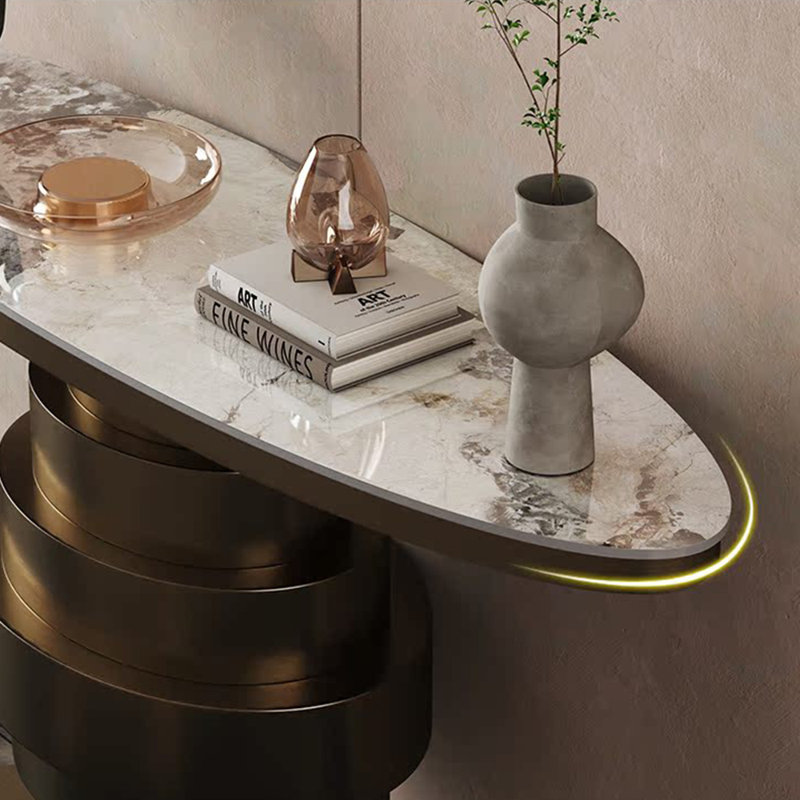 Console de style français en pierre frittée, H 33,4 po x l 47,2 po x P 13,7 po