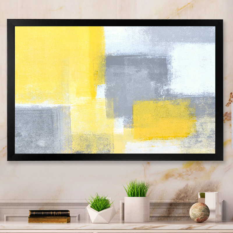 «Gray and Yellow Colorfields II», reproduction sur toile encadrée, H 8 po x l 12 po x P 1 po, Toile avec cadre noir