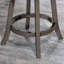 Tabouret pivotant à dossier en X de 30 po de hauteur, gris vieilli, assise en tissu gris anthracite