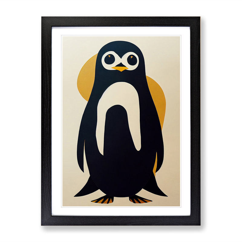 Penguin Abstract Art No.7 - Wall Art, White, Black Frame, 64cm H x 46cm W