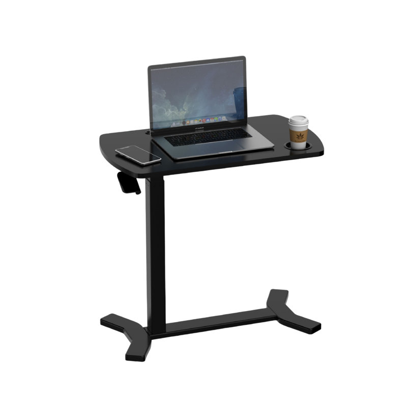 Bureau mobile à hauteur ajustable avec roulettes cachées, Noir