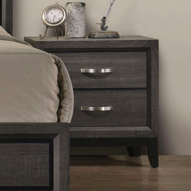 Mobilier de chambre à coucher à deux tiroirs et table de chevet à deux tons, Gris