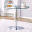 Plateau de table en verre de 35 pouces de diamètre avec pieds en métal argenté électrolytique, table de salle à manger minimaliste moderne pour diverses aventures-768622943-768622942