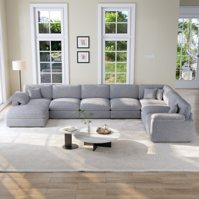 Motta Modern 8 - Piece Corner Sectional Sofa Cloud Couch With Removable Ottomans