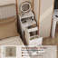 Meuble-lavabo 3 en 1 avec miroir et lumière, petit meuble-lavabo avec station de charge, 2 tiroirs et espace de rangement ouvert, tabouret rembourré, coiffeuse compacte pour coiffeuse