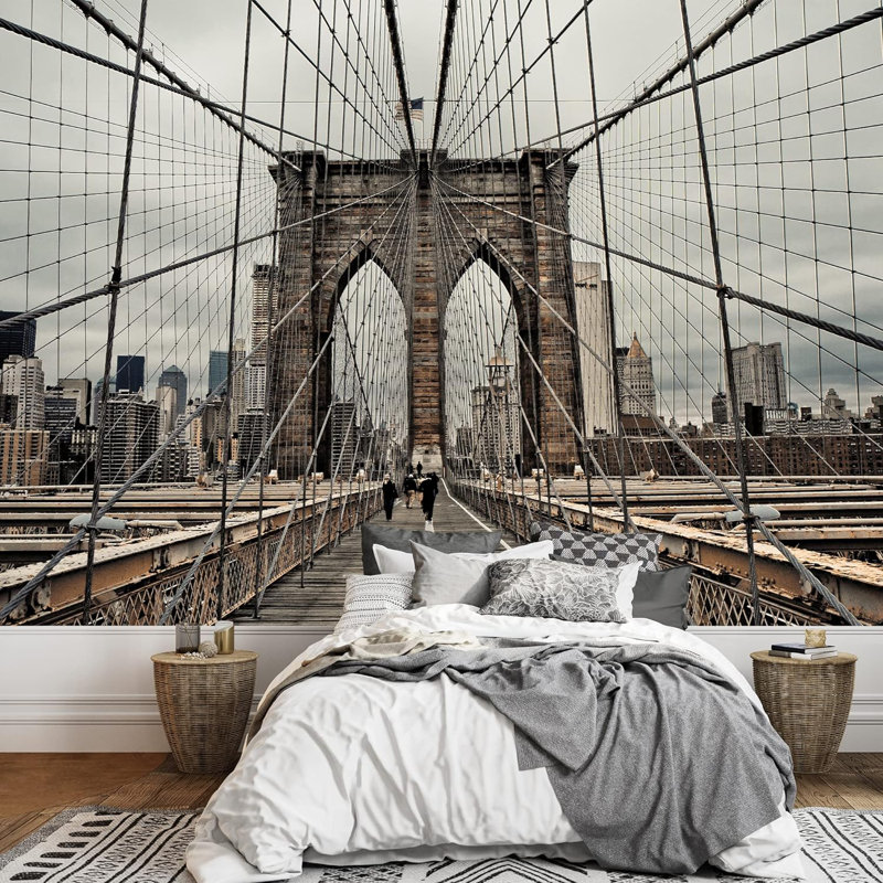 Modern City Buildings Border, 66" L x 96" W