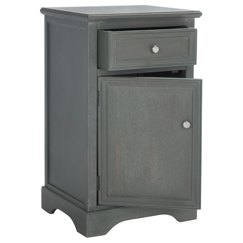 Evangelyne Solid Wood End Table with Storage, French Grey