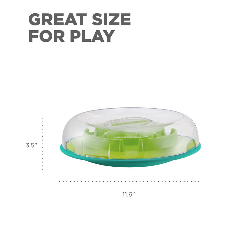 Interactive Green and Clear Plastic Treat Dispenser Bowl