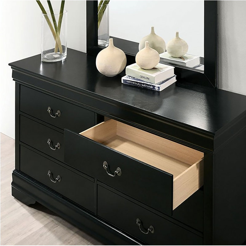 Commode 6 tiroirs Dewin, Noir