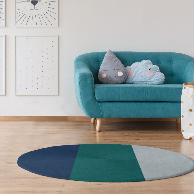 Chenille Striped Indoor Rug, Round 5'