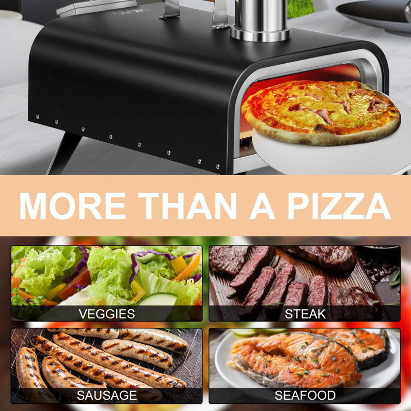 Outdoor Wood Fired Pizza Ovens Pellet Pizza Stove, 18" H x 22" W x 12.5" D