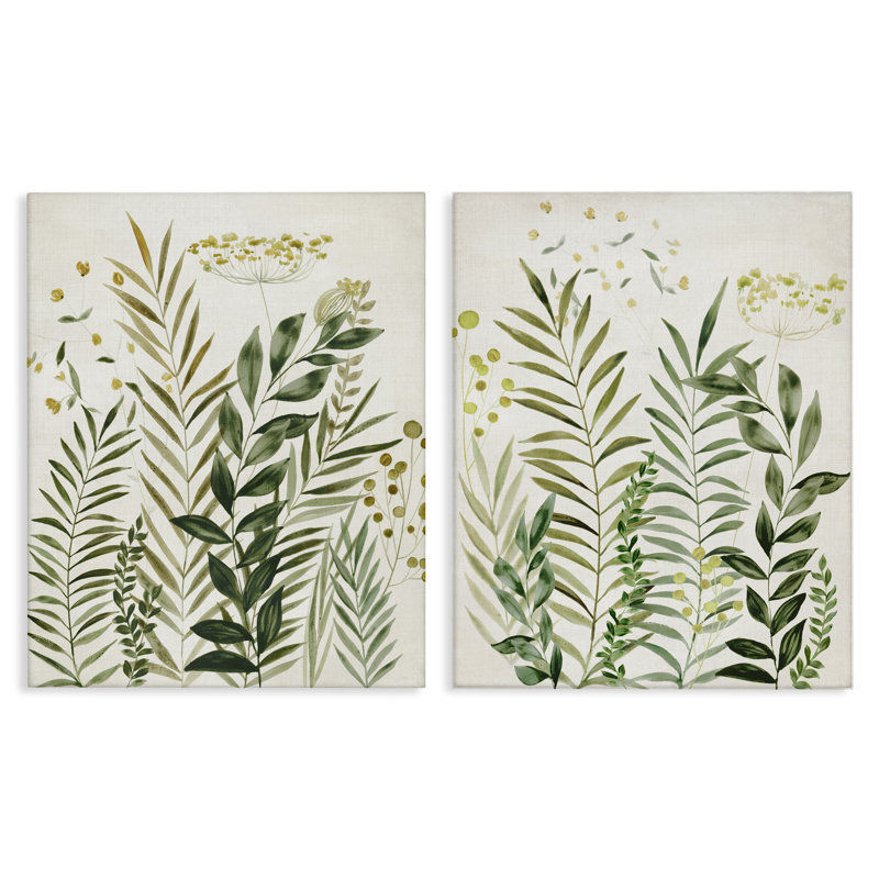  "Varied Leaves & Fronds", ensemble de 2 toiles d'art sur toile par Hannah Dawson, H 30 po x l 24 po