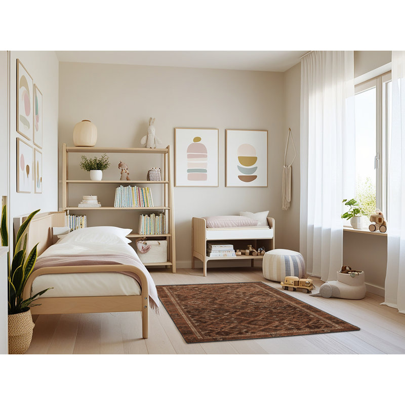 Tapis brun lavable à la machine, Rectangle 4pi x 6 pi