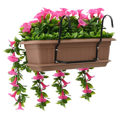  Artificial Flowers Purple Red PE and Steel Floral Decor Balcony Planter
