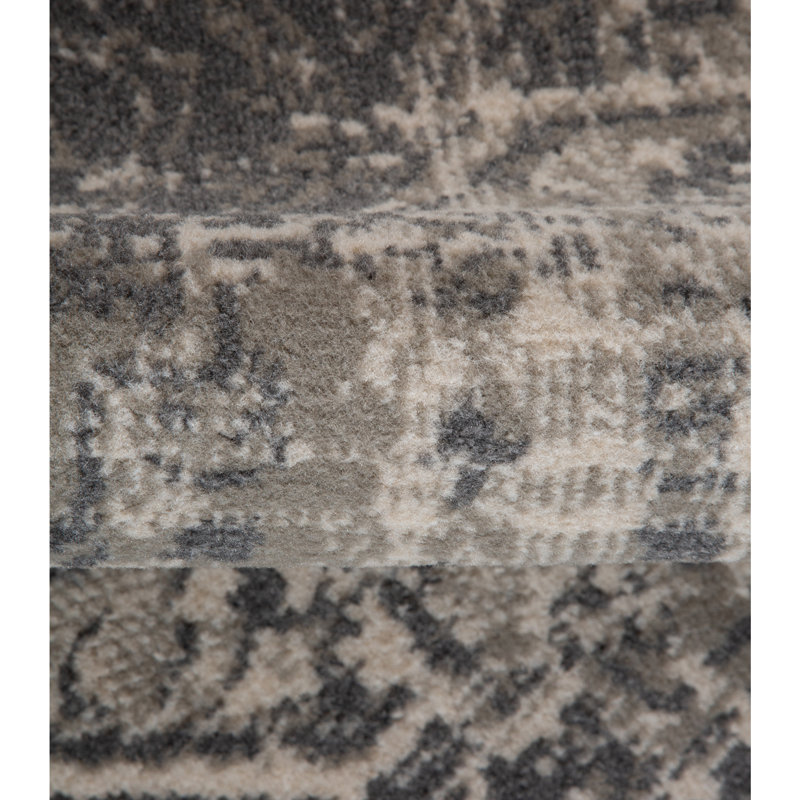 Traditional Medallion Durable Performance Gray/Beige Area Rug, Rectangle 7'10" x 10'2"