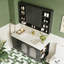 Meuble-lavabo mural moderne et minimaliste en bois d'hévéa avec lavabo en céramique intégré et armoire à pharmacie intelligente-1974997203