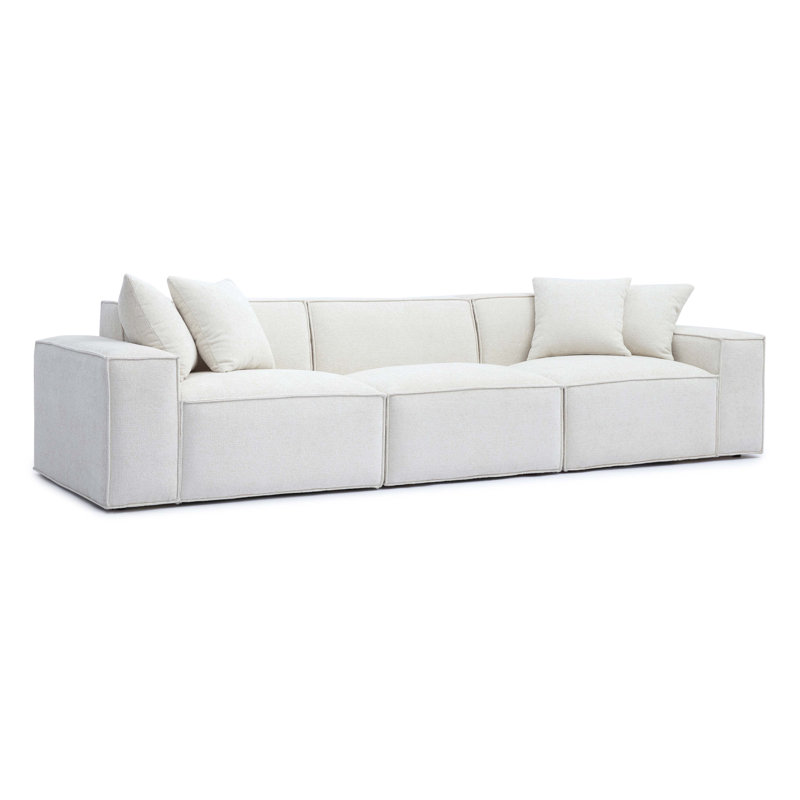 Cherylee Chenille Basketweave Modular Sofa, Cream