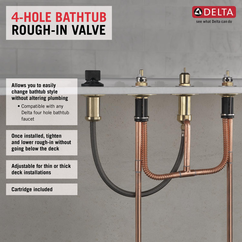 Modern Deck-Mounted Roman Tub Filler Kit with Hand Shower Rough-In