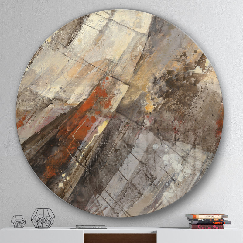 Feu et glace, minéraux III - Peinture, cercle métallique, H 23 po x l 23 po